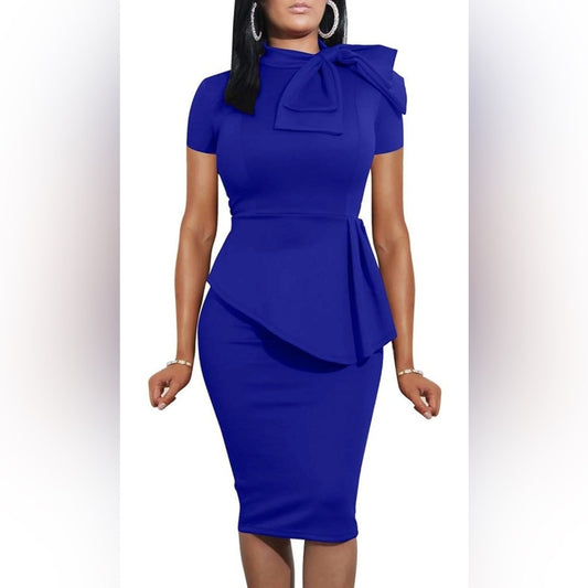 Elegant Blue Peplum Dress