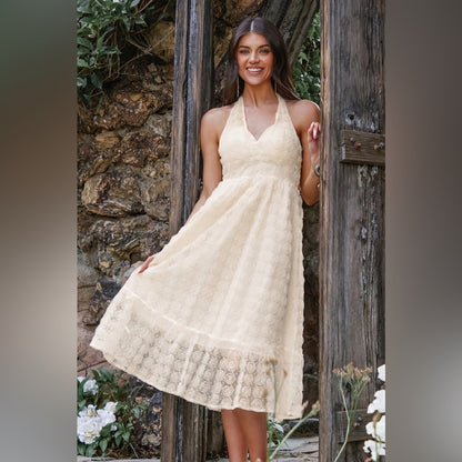 Cupshe Cream Lace Maxi Dress