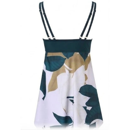 Women's Tropical Leaf Print Swim Dress Set
