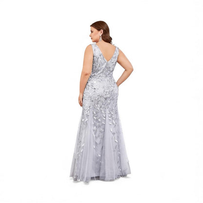 Elegant Silver Evening Gown