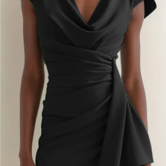 Elegant Black Draped Dress