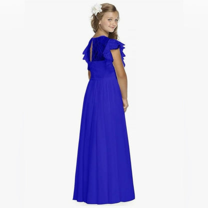 Royal Blue Ruffled Sleeve Dress for Girls