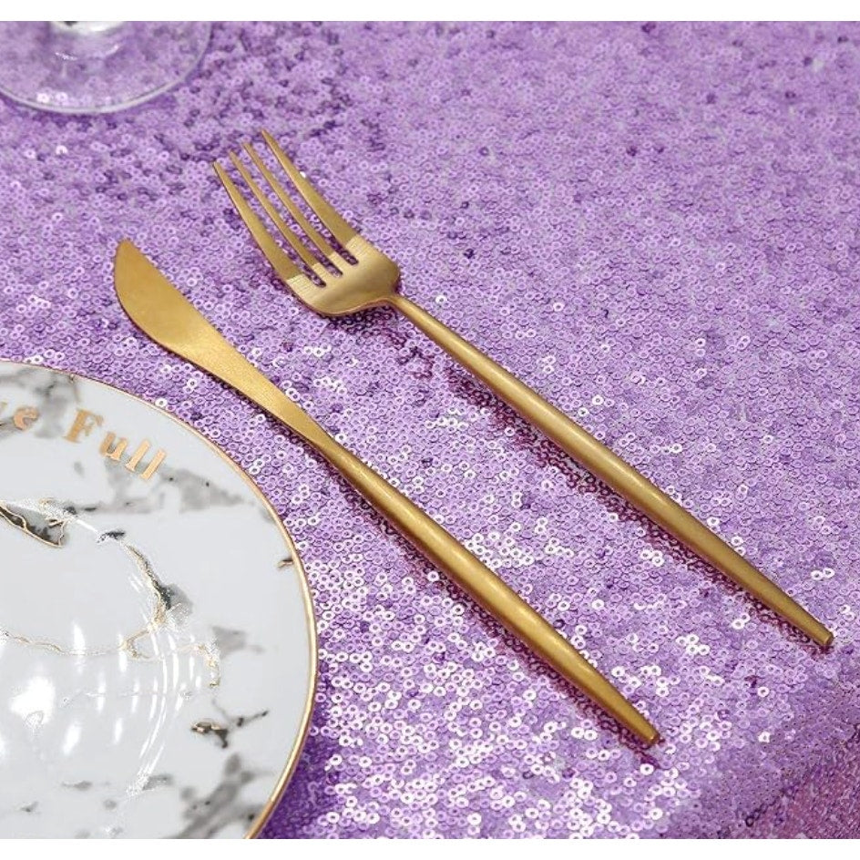Fanqisi Lavender Sequin Tablecloth 50x102inches
