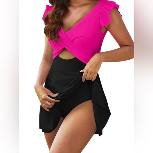 Pink and Black DressSwimsuit