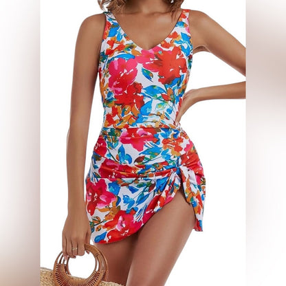 Floral V-Neck Swimdress One-Piece