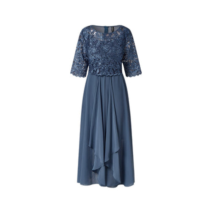 Dusty Blue Lace /Chiffon Dress with Half Sleeves