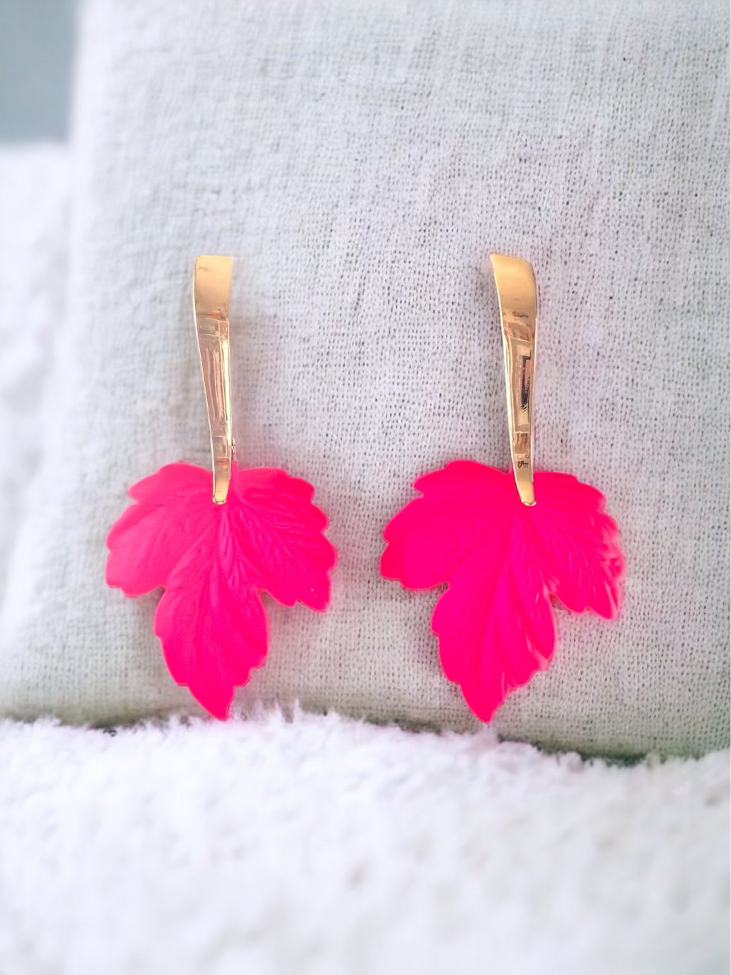 Hot Pink Leaf Earrings